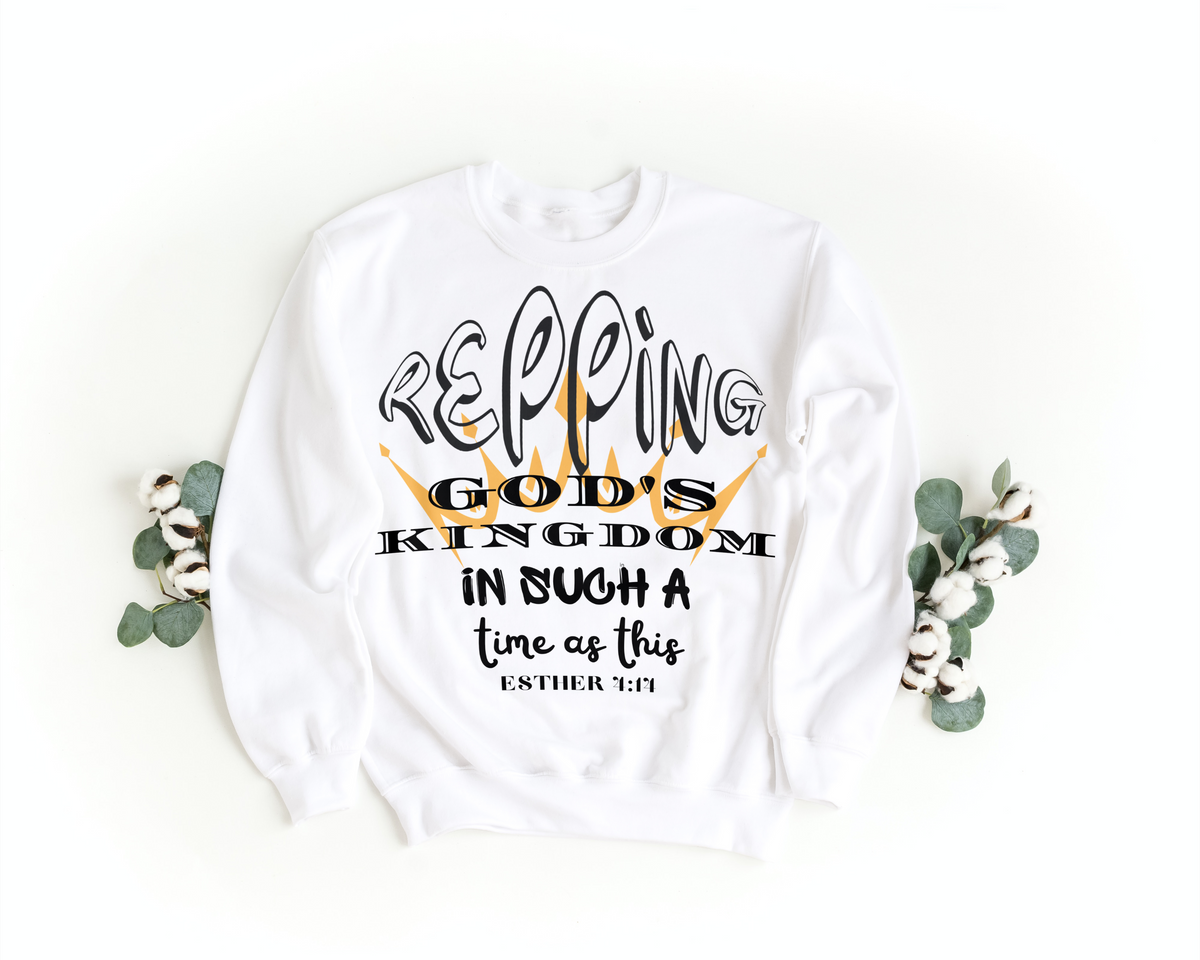 KINGDOM Bible Christian Faith White Graphic Pullover Sweatshirt Unisex