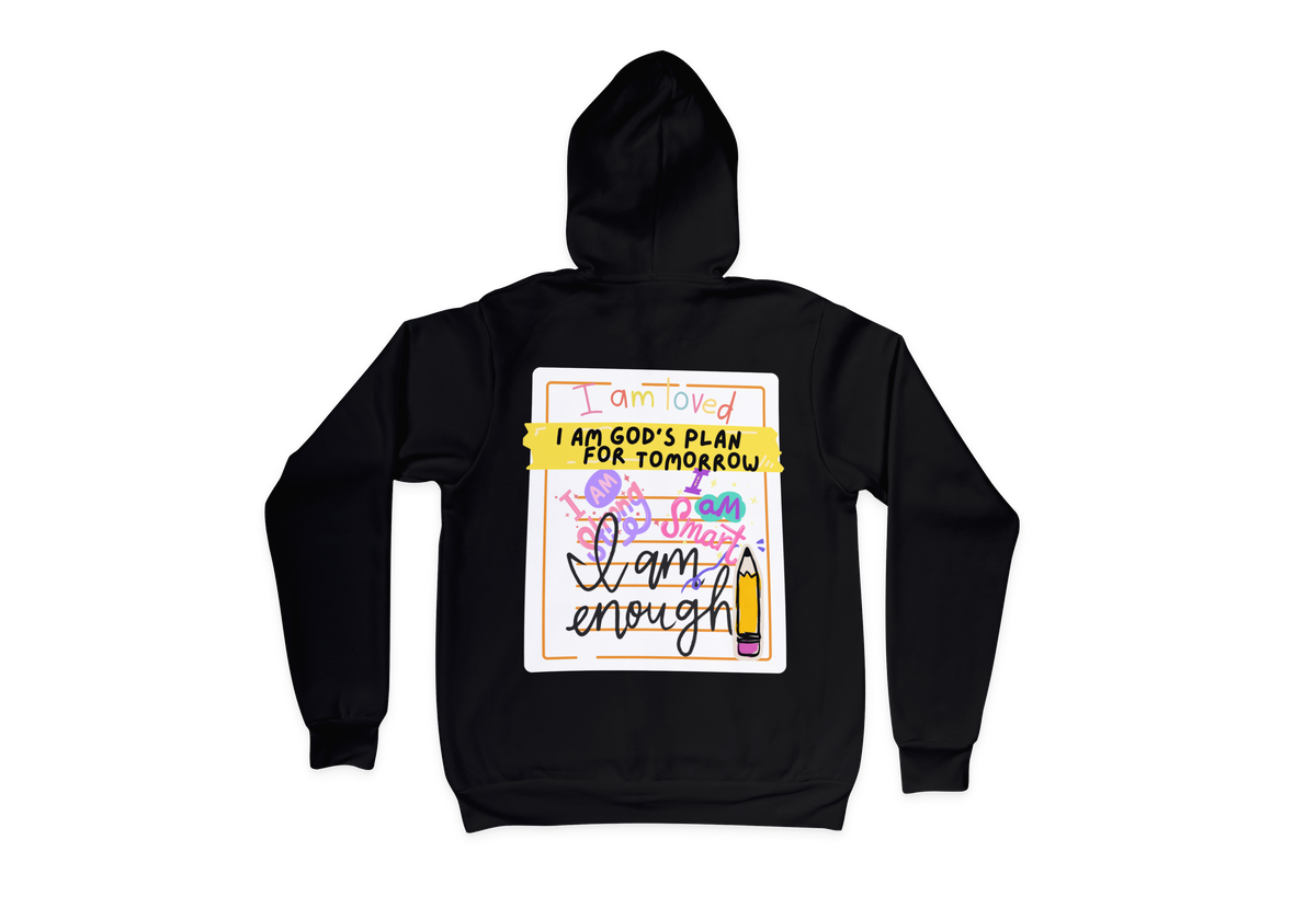 GOD'S PLAN Affirmation Faith Girls Black Pullover Hoodie