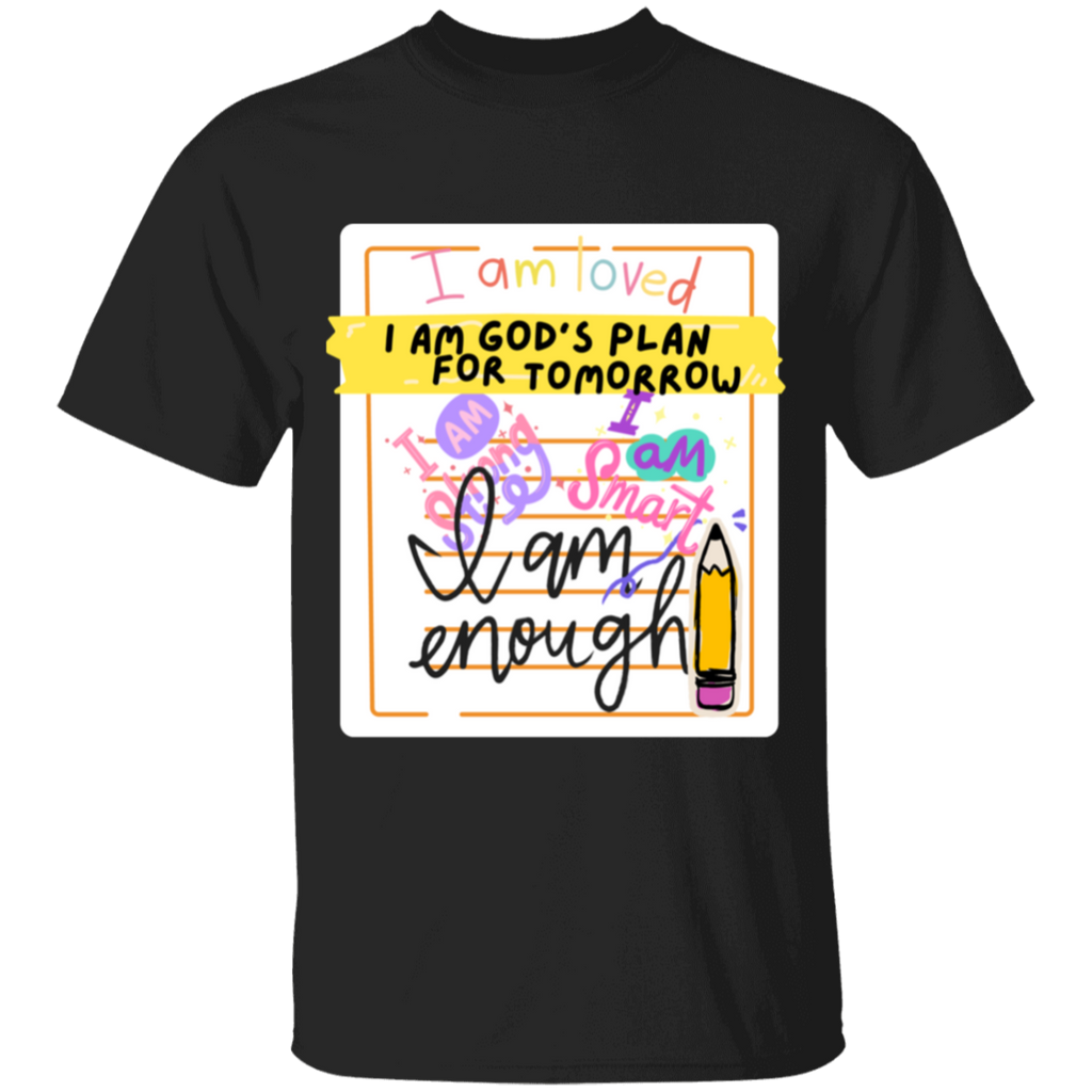 GOD'S PLAN Affirmation Faith Girls Black T-Shirt