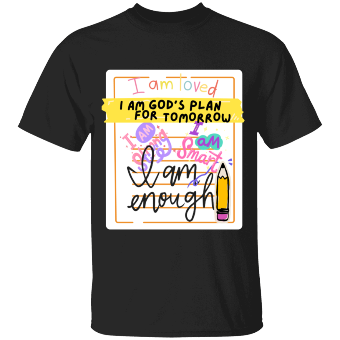 GOD'S PLAN Affirmation Faith Girls Black T-Shirt