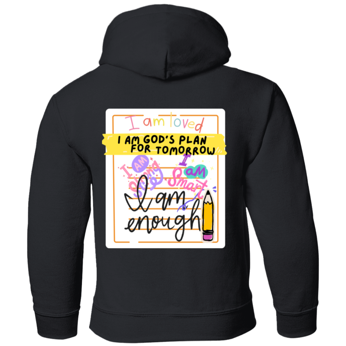 GOD'S PLAN Affirmation Faith Girls Black Pullover Hoodie