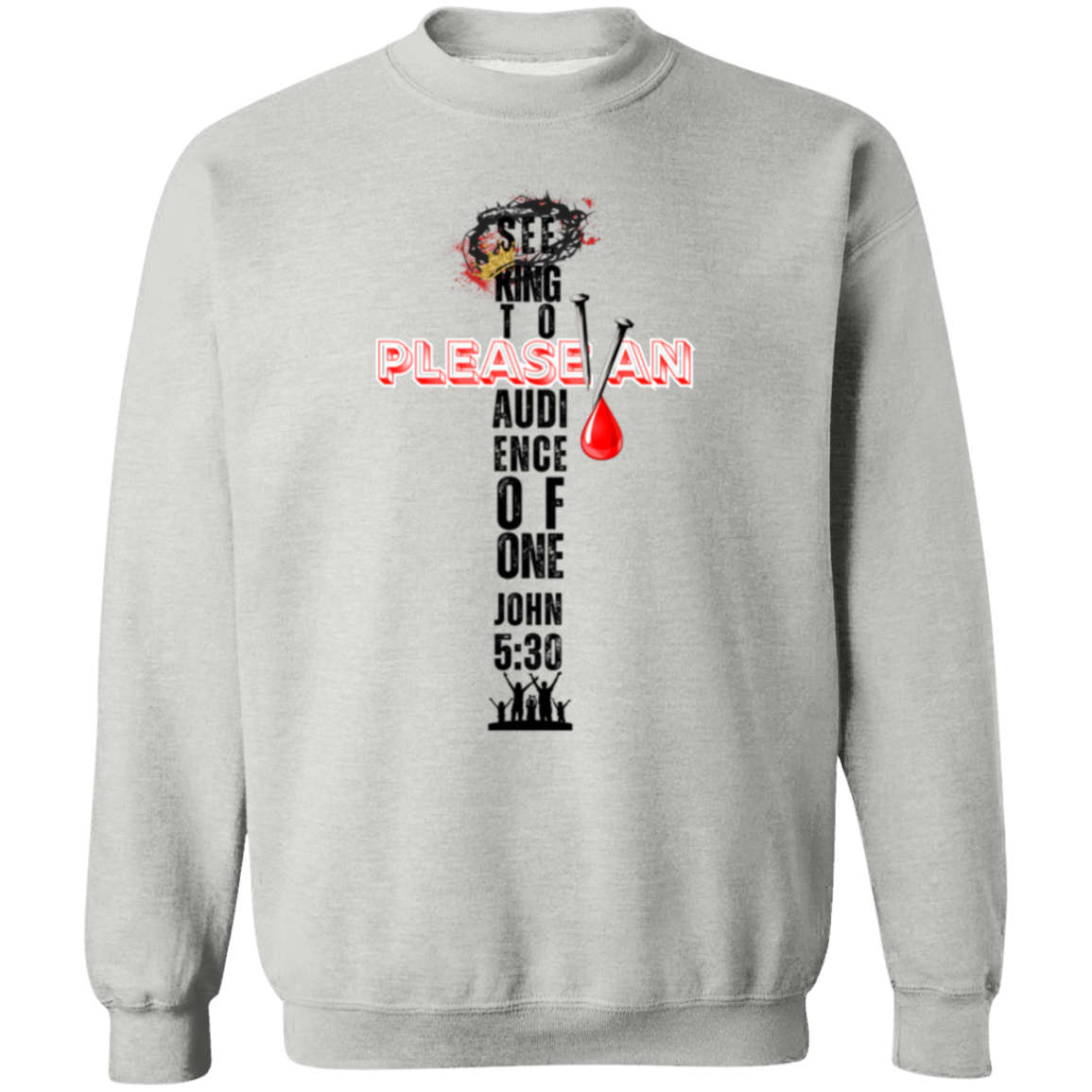 SEEKING Cross Bible Christian Faith Grey Graphic Pullover Sweatshirt Unisex