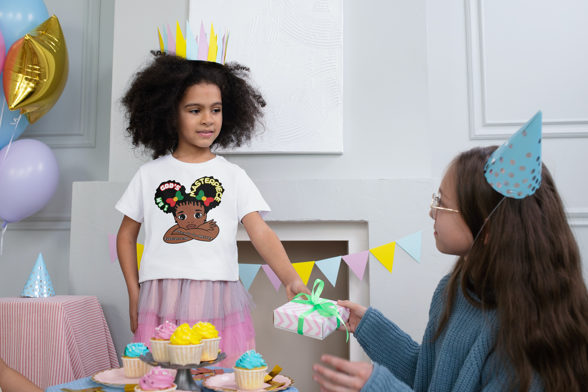 MASTERPIECE Affirmation Faith Girl's White T-Shirt