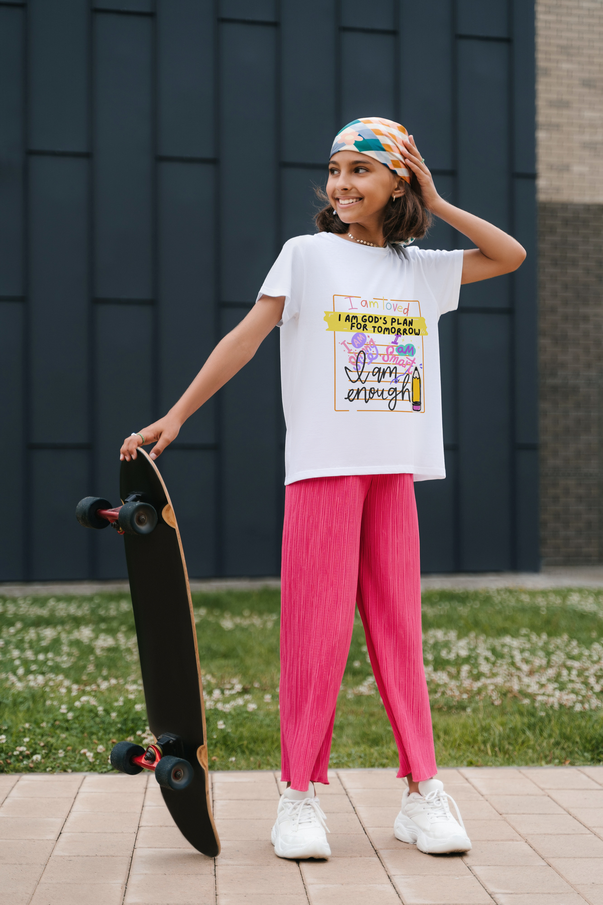 GOD'S PLAN Affirmation Faith Girls White T-Shirt