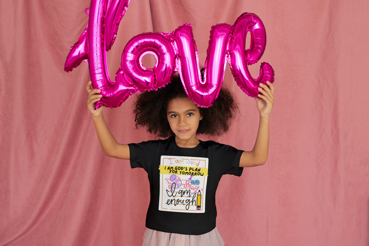GOD'S PLAN Affirmation Faith Girls Black T-Shirt