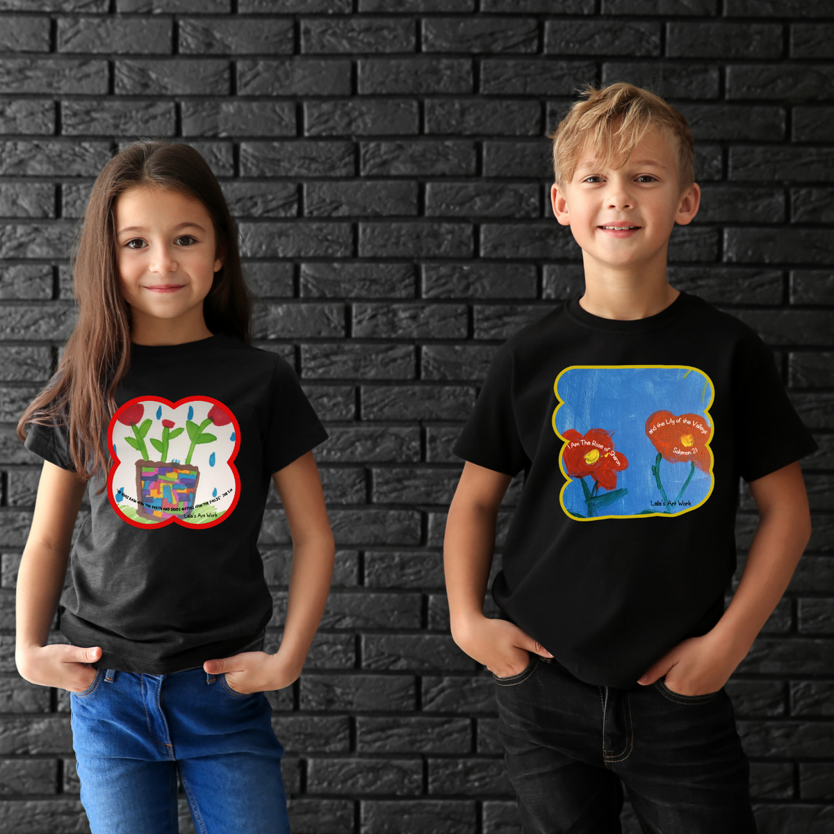 RAIN & FLOWERS Bible Christian Faith Paintings Graphic Play Toddler Girls Boys Unisex T-Shirt