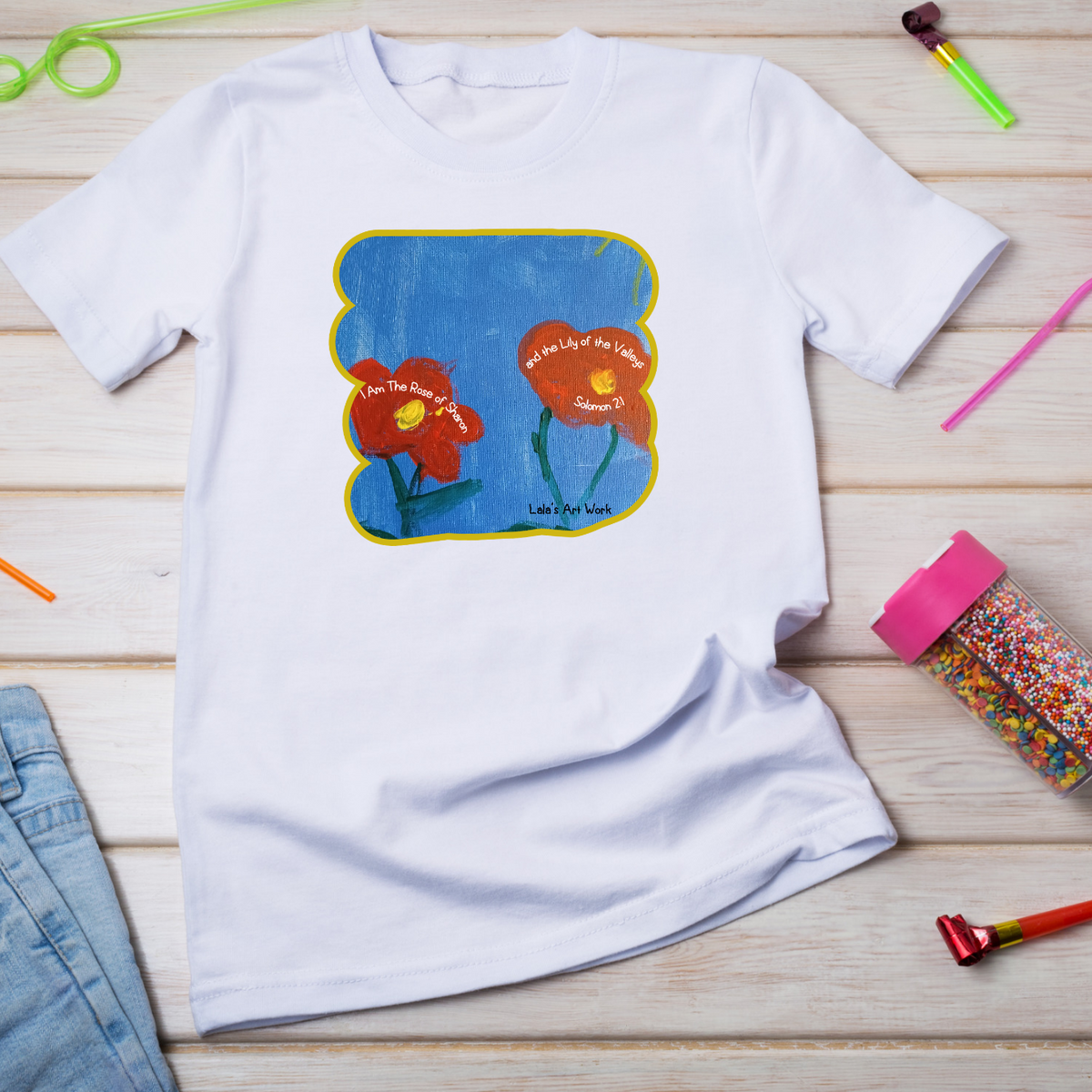 ROSE OF SHARON Christian Faith Bible Painting Graphic Unisex Toddler Boy Girl T-Shirt